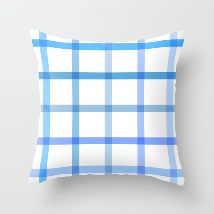 Retro Tonal Pastel Blue Coastal Check Pattern Throw Pillow Gallery Image 6