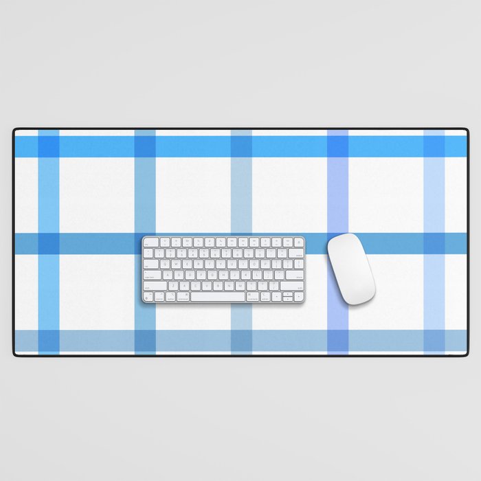 Retro Tonal Pastel Blue Coastal Check Pattern Desk Mat Gallery Image 1