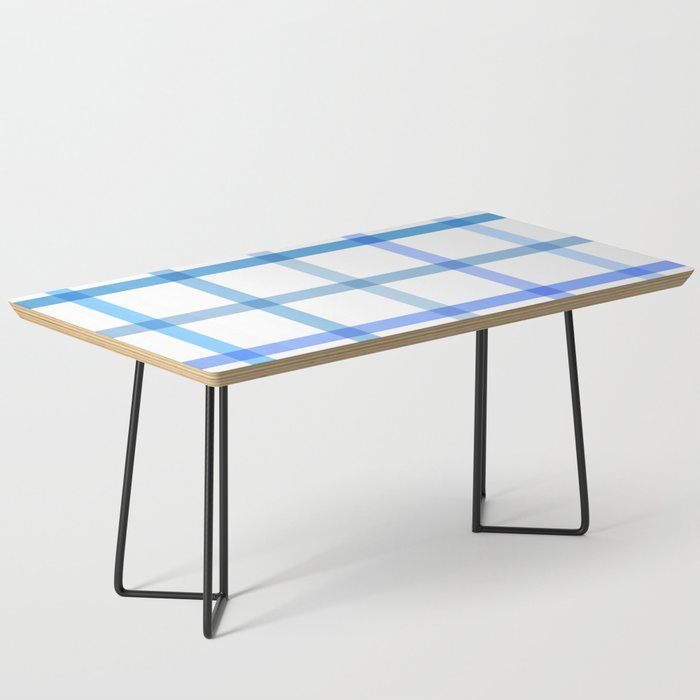 Retro Tonal Pastel Blue Coastal Check Pattern Coffee Table Gallery Image 1