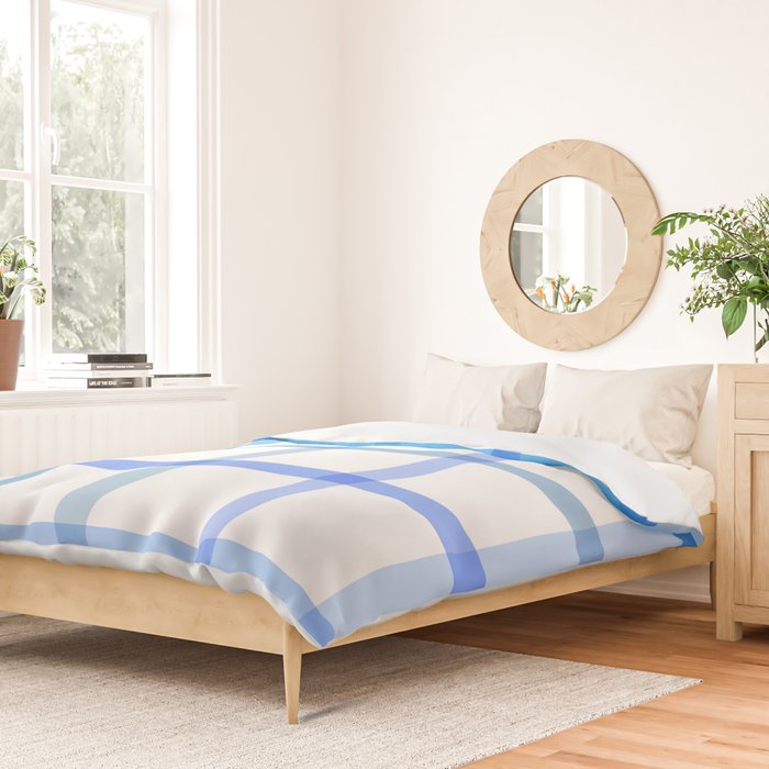 Retro Tonal Pastel Blue Coastal Check Pattern Duvet Cover Gallery Image 2