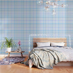Retro Tonal Pastel Blue Coastal Check Pattern Wallpaper Gallery Image 3