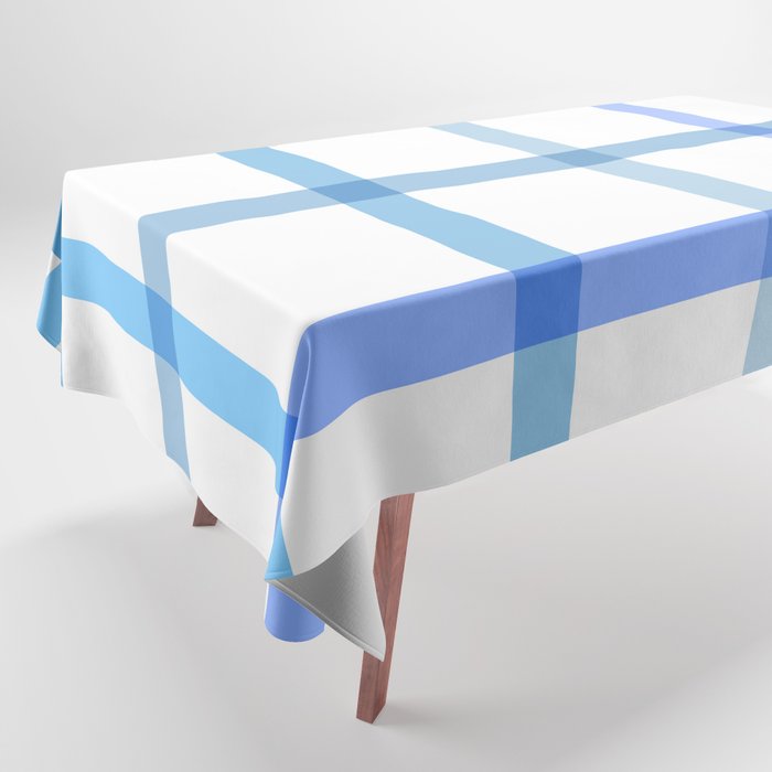 Retro Tonal Pastel Blue Coastal Check Pattern Tablecloth Gallery Image 1