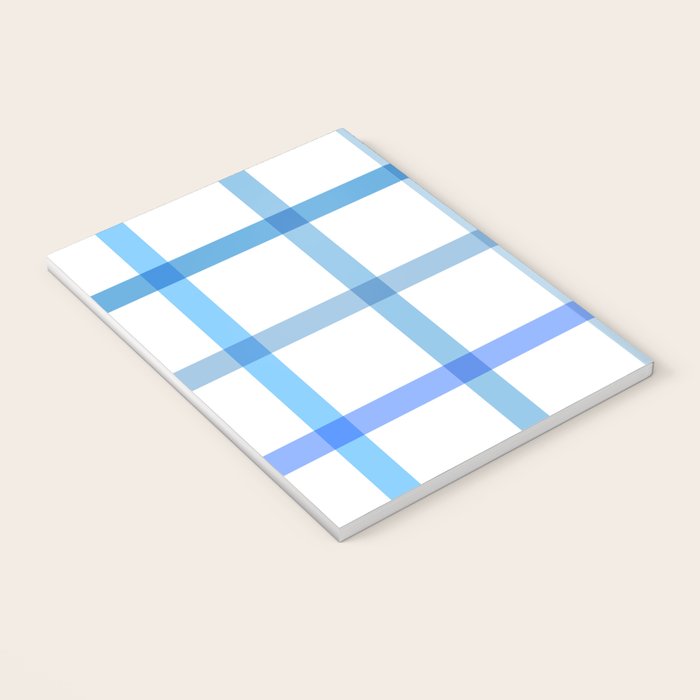 Retro Tonal Pastel Blue Coastal Check Pattern Notebook Gallery Image 3