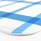 Retro Tonal Pastel Blue Coastal Check Pattern Bath Mat Gallery Image 3