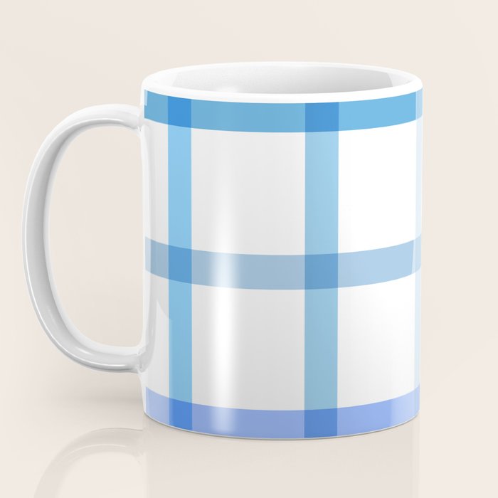Retro Tonal Pastel Blue Coastal Check Pattern Coffee Mug Gallery Image 3