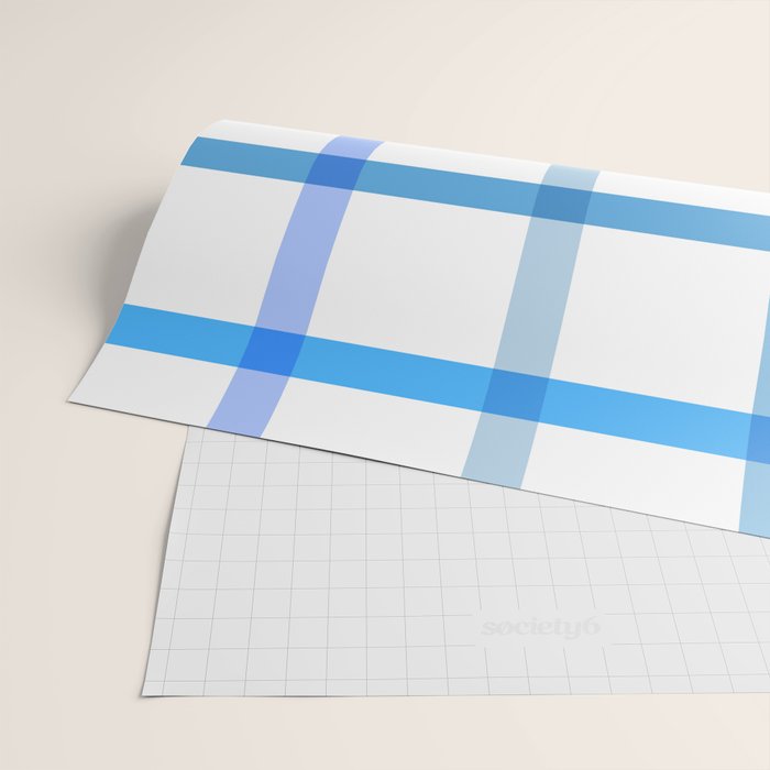 Retro Tonal Pastel Blue Coastal Check Pattern Wrapping Paper Gallery Image 2