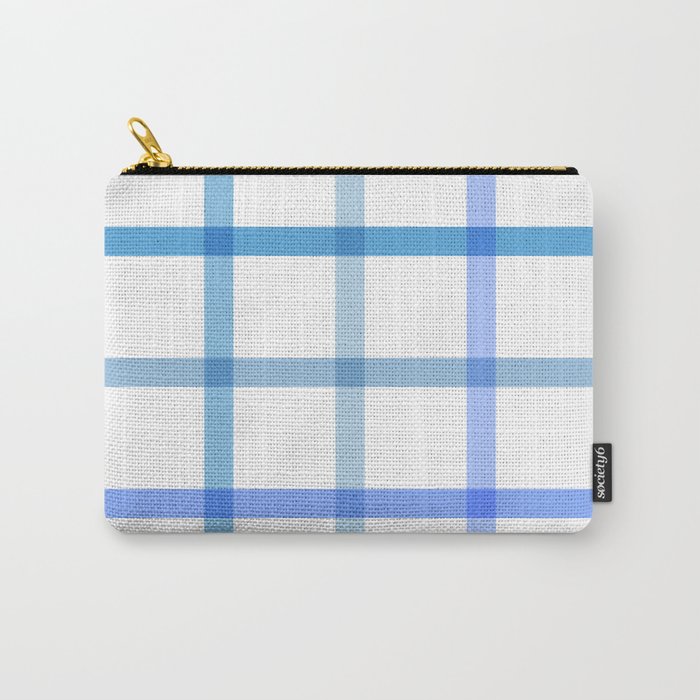 Retro Tonal Pastel Blue Coastal Check Pattern Carry All Pouch Gallery Image 1