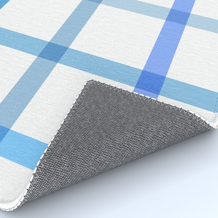 Retro Tonal Pastel Blue Coastal Check Pattern Rug Gallery Image 4