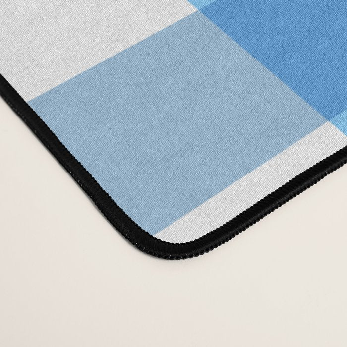 Retro Tonal Pastel Blue Coastal Check Pattern Desk Mat Gallery Image 4