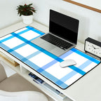 Retro Tonal Pastel Blue Coastal Check Pattern Desk Mat Gallery Image 2