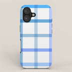 Retro Tonal Pastel Blue Coastal Check Pattern iPhone Case Gallery Image 1