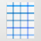 Retro Tonal Pastel Blue Coastal Check Pattern Poster Gallery Image 4