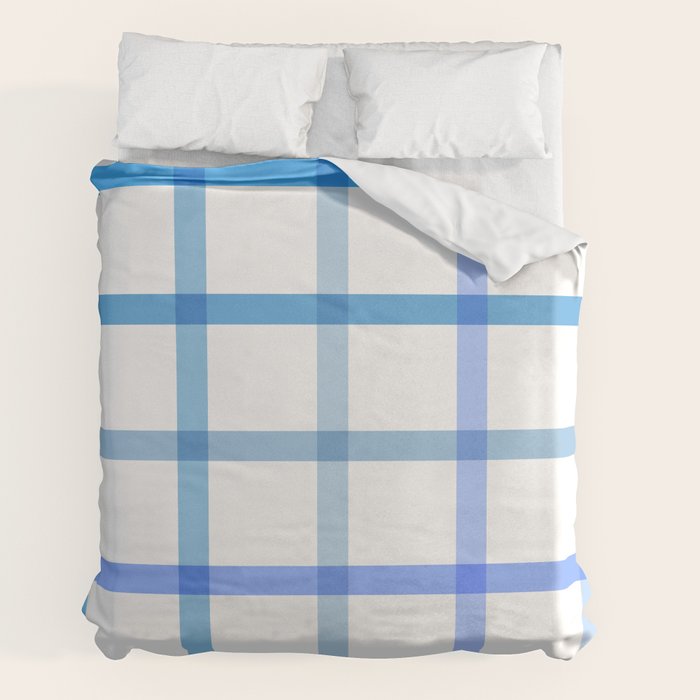Retro Tonal Pastel Blue Coastal Check Pattern Duvet Cover Gallery Image 2