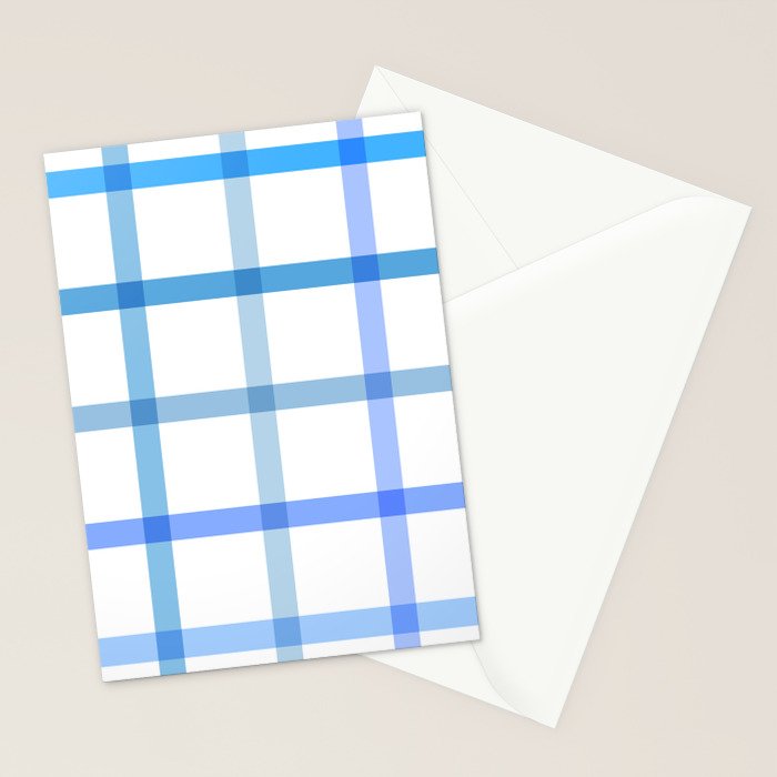 Retro Tonal Pastel Blue Coastal Check Pattern Stationery Card Gallery Image 2