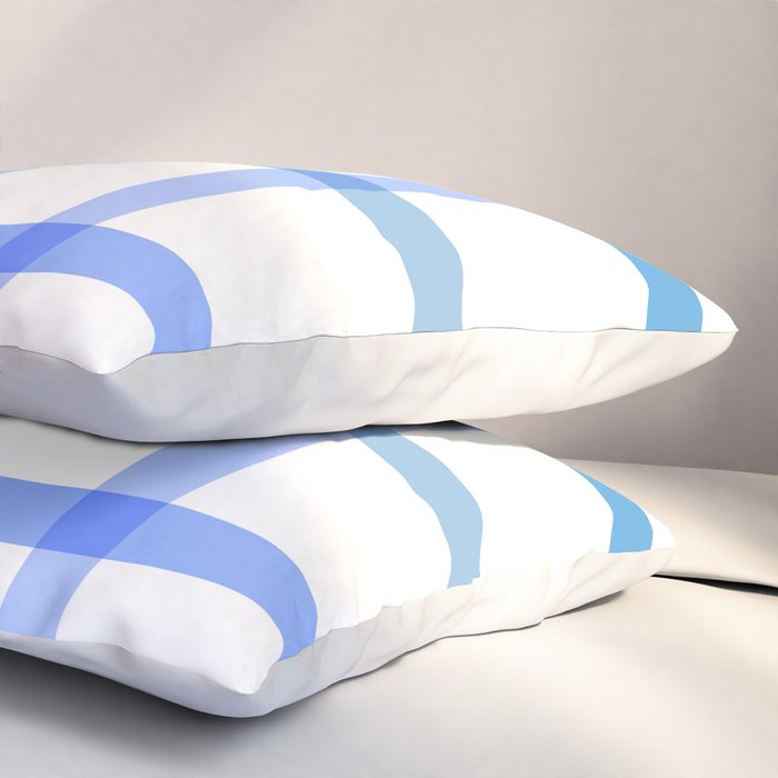 Retro Tonal Pastel Blue Coastal Check Pattern Pillow Sham Gallery Image 3