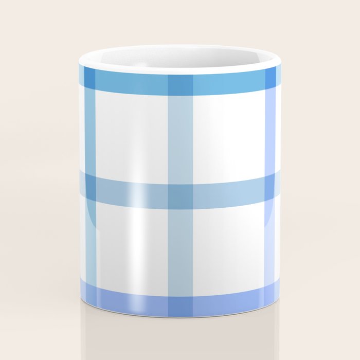 Retro Tonal Pastel Blue Coastal Check Pattern Coffee Mug Gallery Image 4