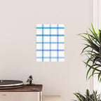 Retro Tonal Pastel Blue Coastal Check Pattern Poster Gallery Image 2