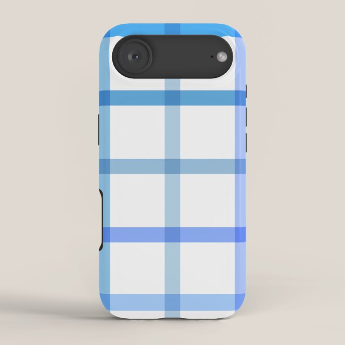 Retro Tonal Pastel Blue Coastal Check Pattern iPhone Case Gallery Image 2