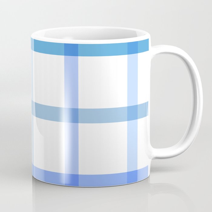 Retro Tonal Pastel Blue Coastal Check Pattern Coffee Mug Gallery Image 1