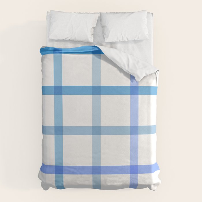 Retro Tonal Pastel Blue Coastal Check Pattern Duvet Cover Gallery Image 6