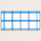 Retro Tonal Pastel Blue Coastal Check Pattern Desk Mat Gallery Image 3