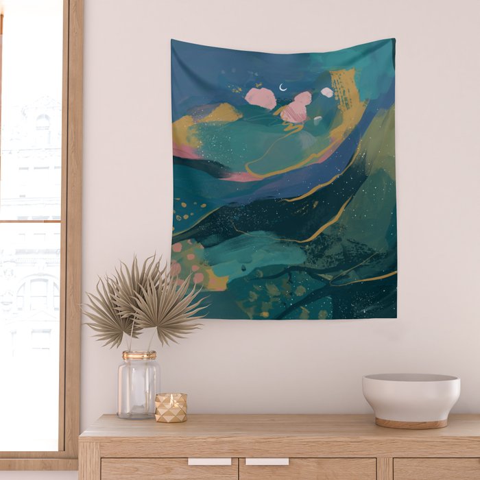 "You Are Worthy" Midnight Background Wall Tapestry Gallery Image 2