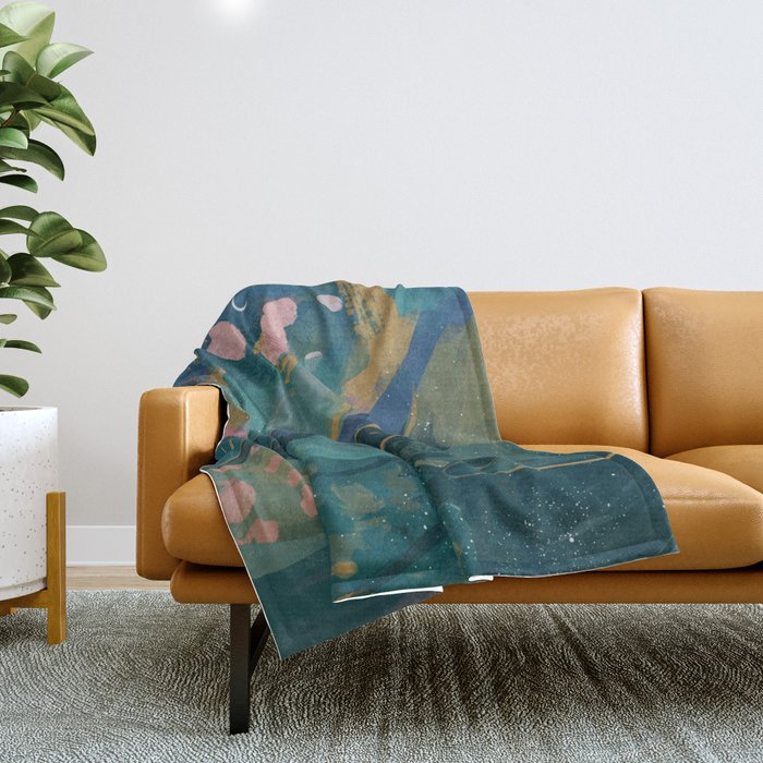 "You Are Worthy" Midnight Background Throw Blanket Gallery Image 1