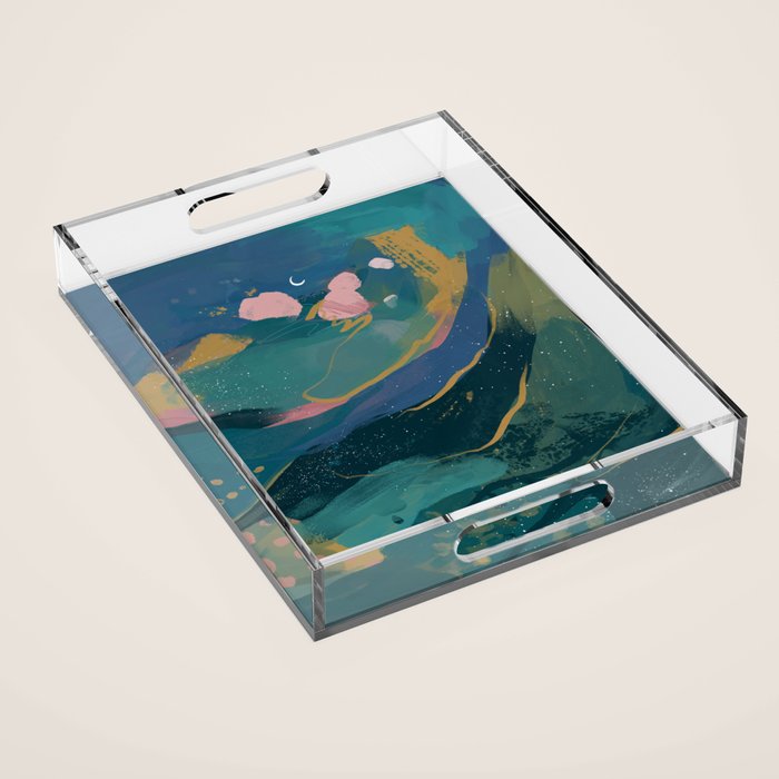 "You Are Worthy" Midnight Background Acrylic Tray Gallery Image 1