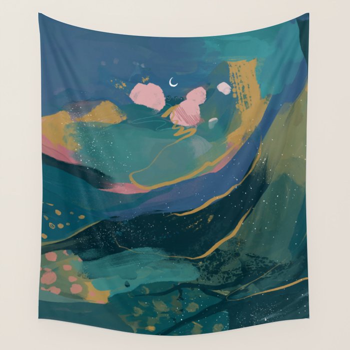 "You Are Worthy" Midnight Background Wall Tapestry Gallery Image 1