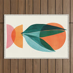 Nature Stack Teal and Orange Abstract Sunset Outdoor Rug Gallery Image 1