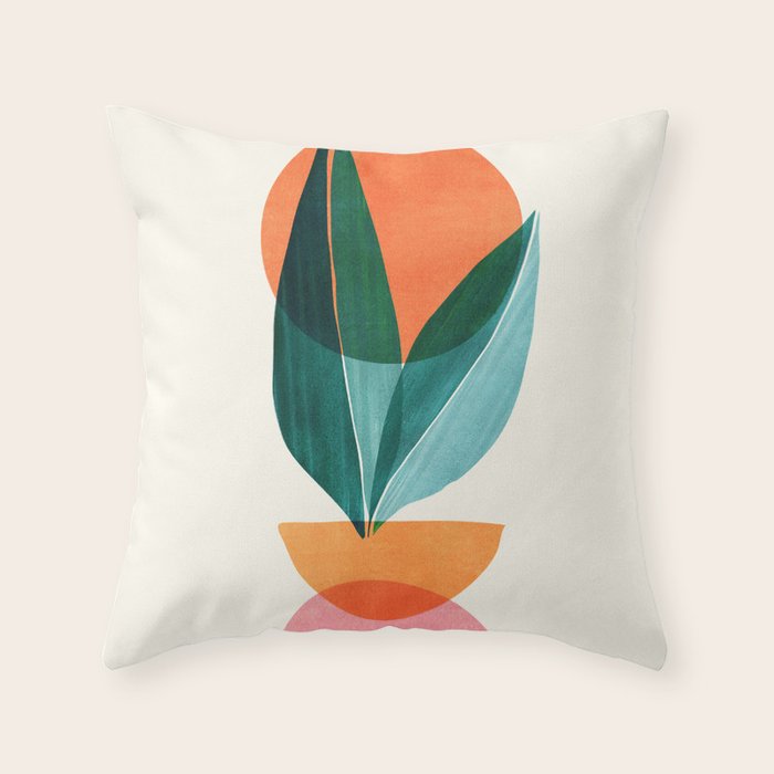 Nature Stack Teal and Orange Abstract Sunset Throw Pillow Gallery Image 6