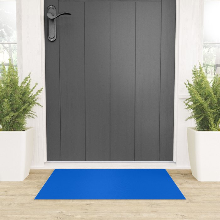 Maximal Blue Solid Color Welcome Mat Gallery Image 3