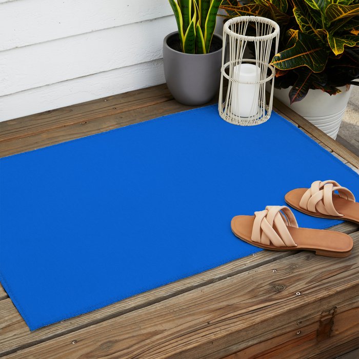 Maximal Blue Solid Color Outdoor Rug Gallery Image 2