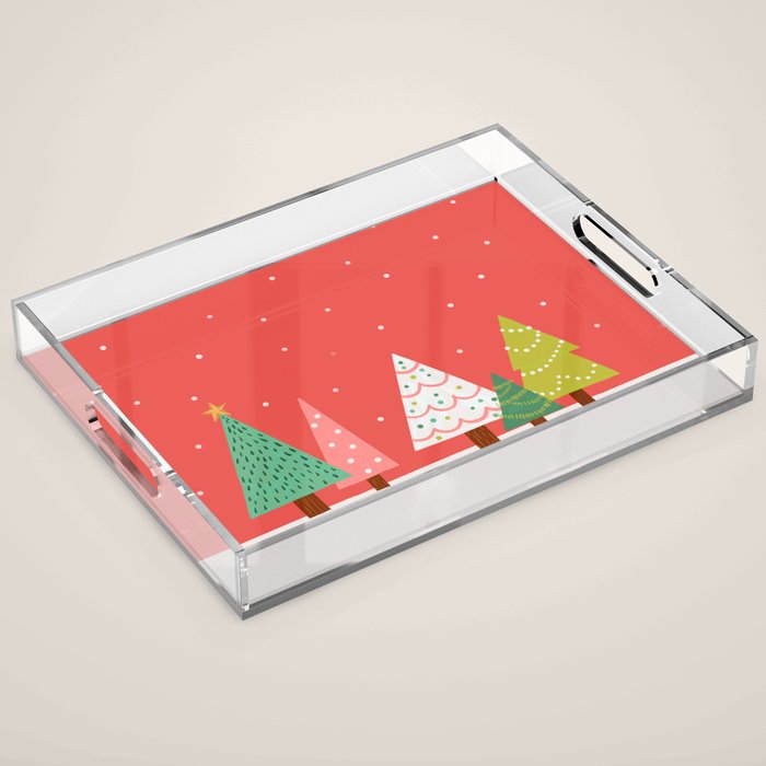 Holly Jolly Trees Acrylic Tray Gallery Image 1