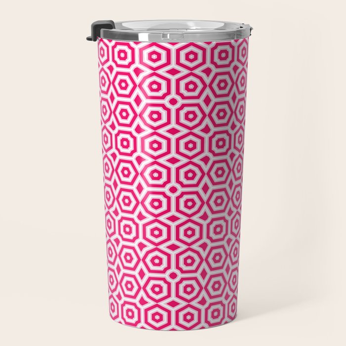 Red and white ornament art deco geometry Travel Mug Gallery Image 3