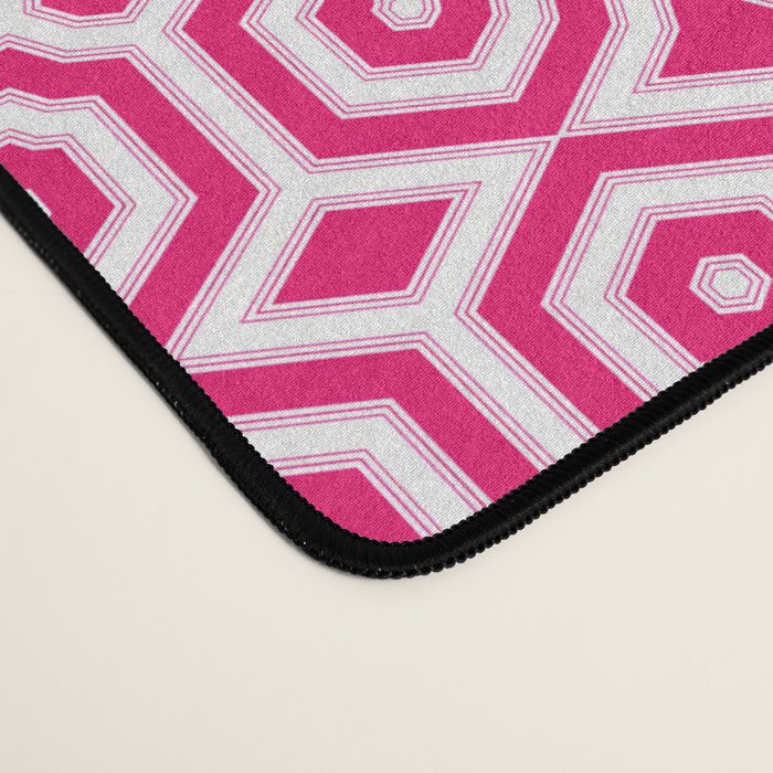 Red and white ornament art deco geometry Desk Mat Gallery Image 4