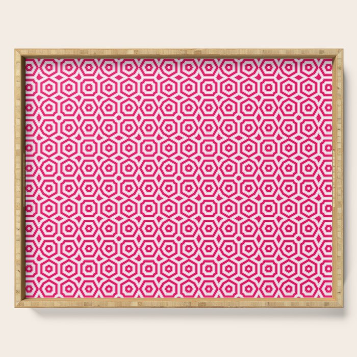 Red and white ornament art deco geometry Serving Tray Gallery Image 1