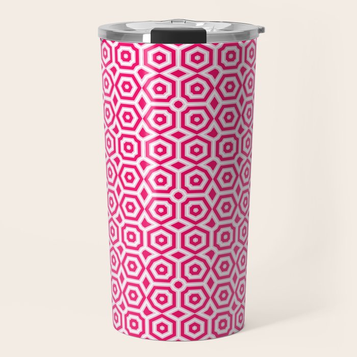 Red and white ornament art deco geometry Travel Mug Gallery Image 1