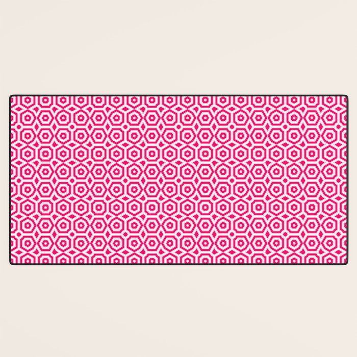 Red and white ornament art deco geometry Desk Mat Gallery Image 3