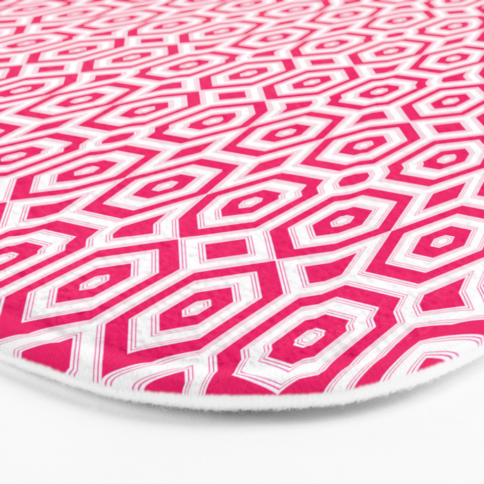 Red and white ornament art deco geometry Bath Mat Gallery Image 3