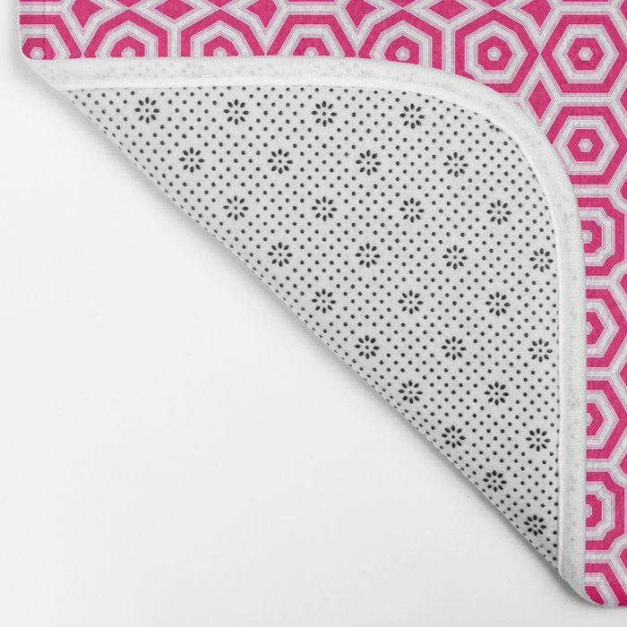 Red and white ornament art deco geometry Bath Mat Gallery Image 2