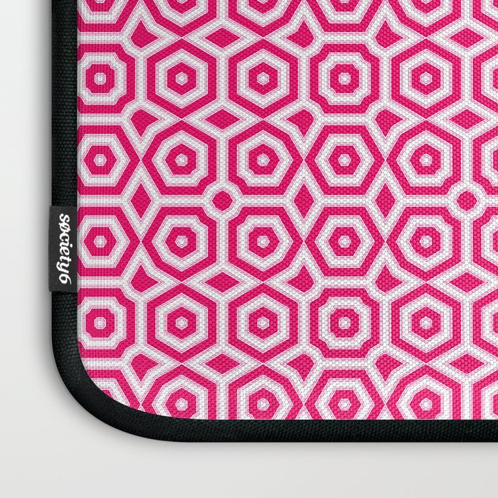 Red and white ornament art deco geometry Laptop Sleeve Gallery Image 3