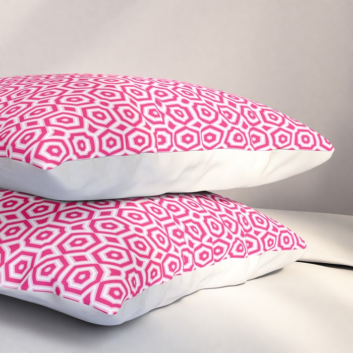 Red and white ornament art deco geometry Pillow Sham Gallery Image 3