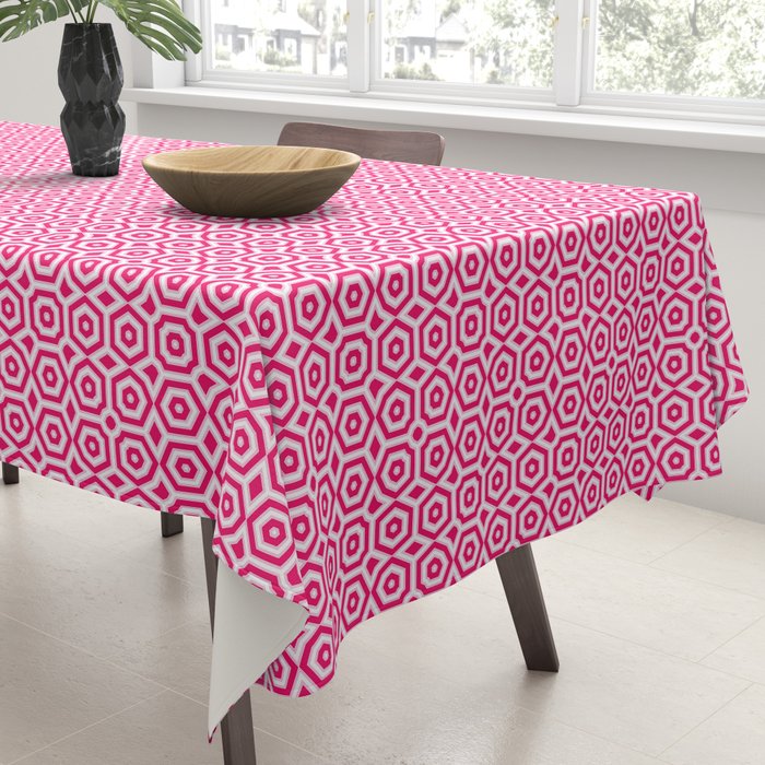 Red and white ornament art deco geometry Tablecloth Gallery Image 3