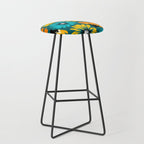 Teal Retro Summer Floral Stool Gallery Image 1