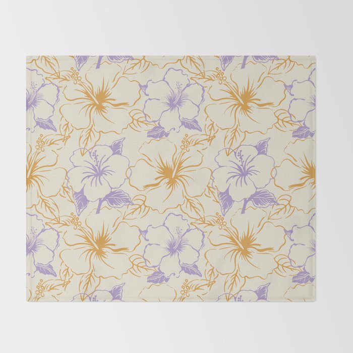 Colorful tropical hibiscus flower art pattern Throw Blanket Gallery Image 2