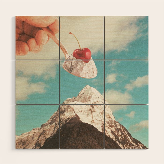 Sundae Summit II - Cherry Ice cream Mountain Peak Wood Wall Art Gallery Image 1