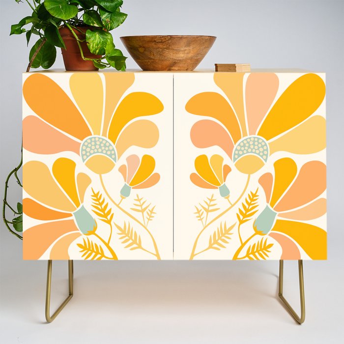 Summer Wildflowers in Golden Yellow Credenza Gallery Image 1