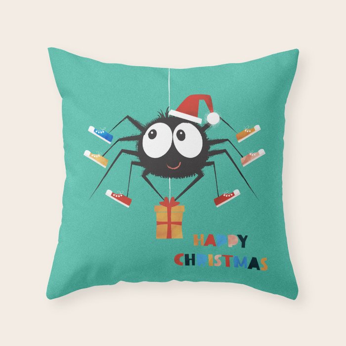 Happy Christmas Santa Spider Throw Pillow Gallery Image 6