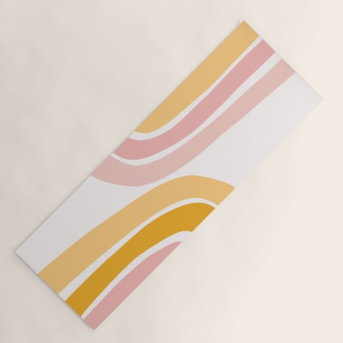 Abstract Shapes 37 in Mustard Yellow and Pale Pink Yoga Mat Gallery Image 1